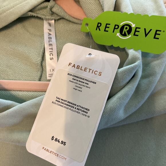 NWT Fabletics Green EcoConscious Oversized Pullover Hoodie French Terry Sz 1X - Picture 5 of 7